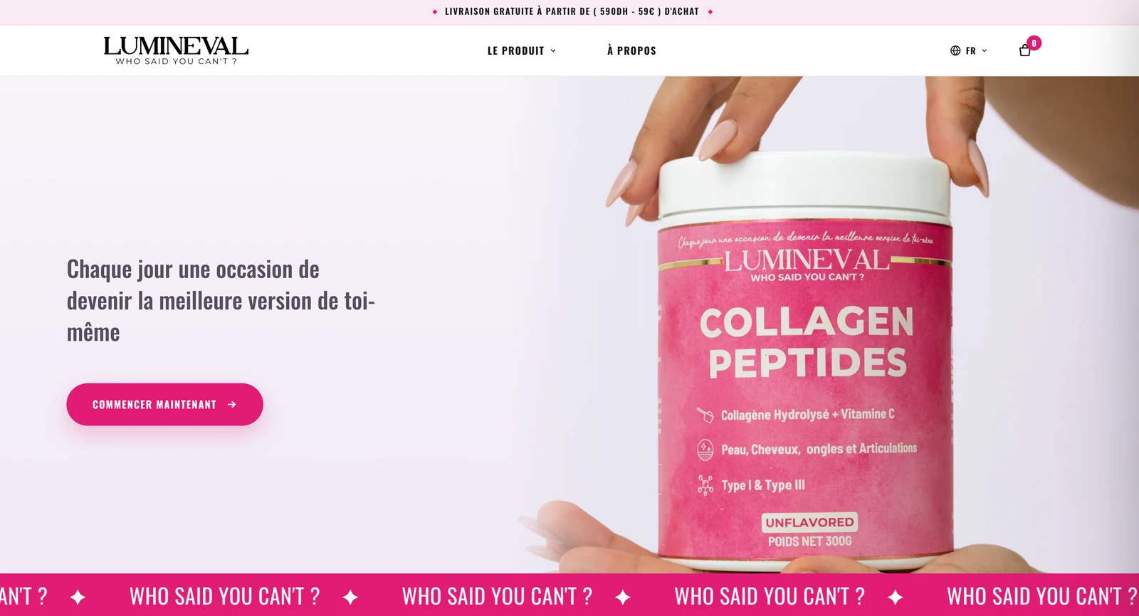 Page d'accueil de la boutique Lumineval